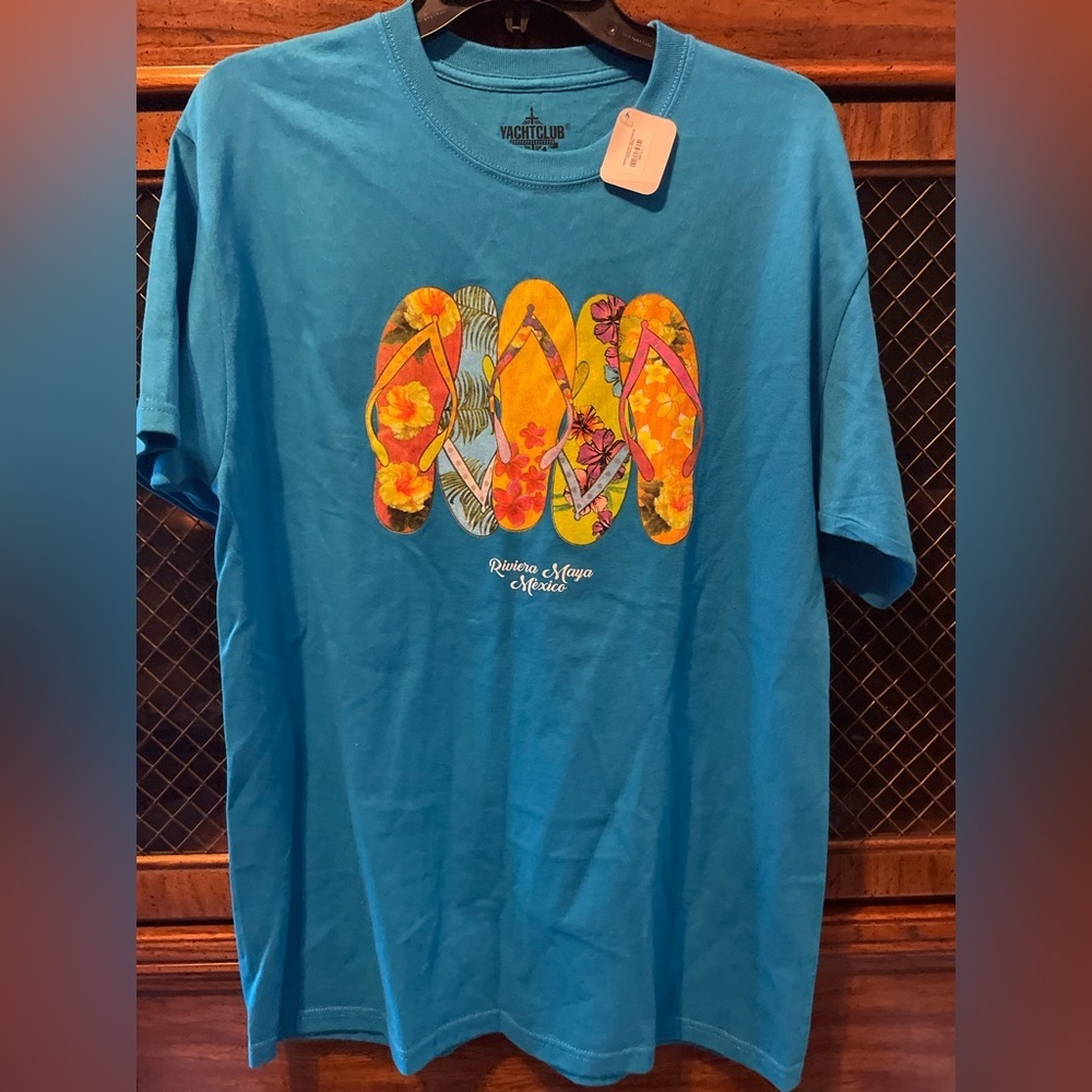 NWT  Mexico Flip-Flop Design Blue shirt Large